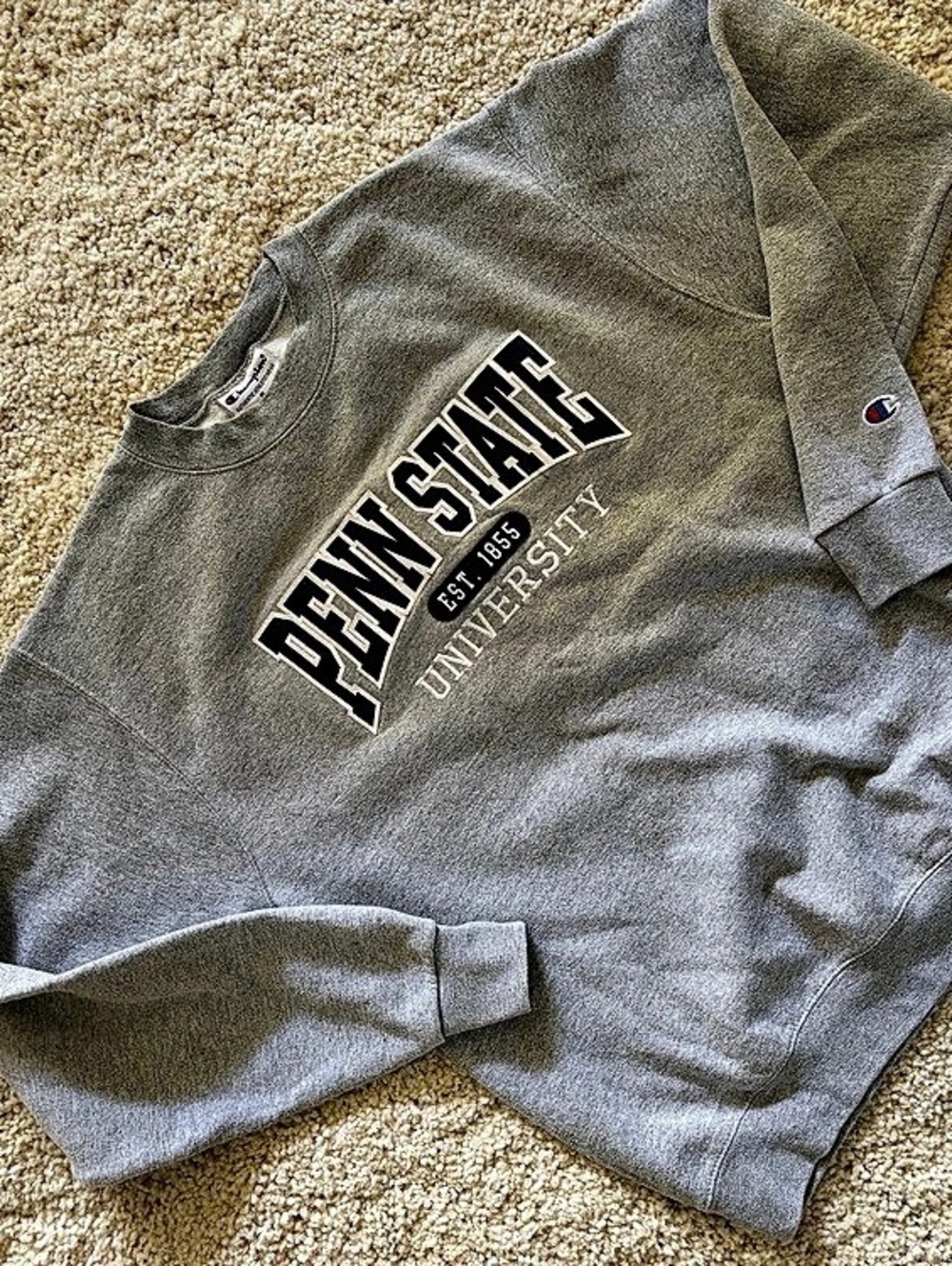Champion Penn State University Embroidered Crewneck Sweatshirt Gray